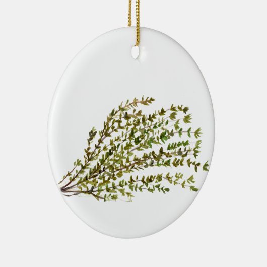 タイムのハーブのキッチンアート水の色の緑 セラミックオーナメント (右)