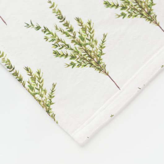 タイムのハーブ植物植物のハーブ緑のパターン フリースブランケット (角)