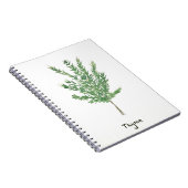 タイムのハーブ緑の植物性ヴィンテージ園芸植物 ノートブック (右側)
