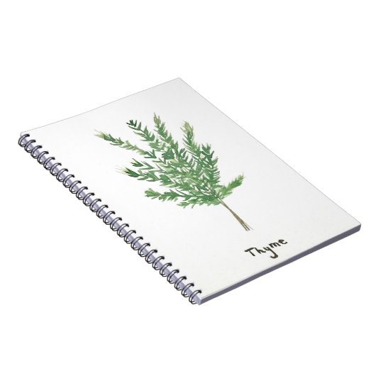 タイムのハーブ緑の植物性ヴィンテージ園芸植物 ノートブック (右側)
