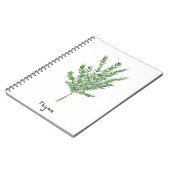 タイムのハーブ緑の植物性ヴィンテージ園芸植物 ノートブック (左側)