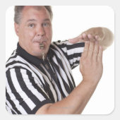 タイムアウト信号とホイッスルを備えたレフェリー スクエアシール (正面)