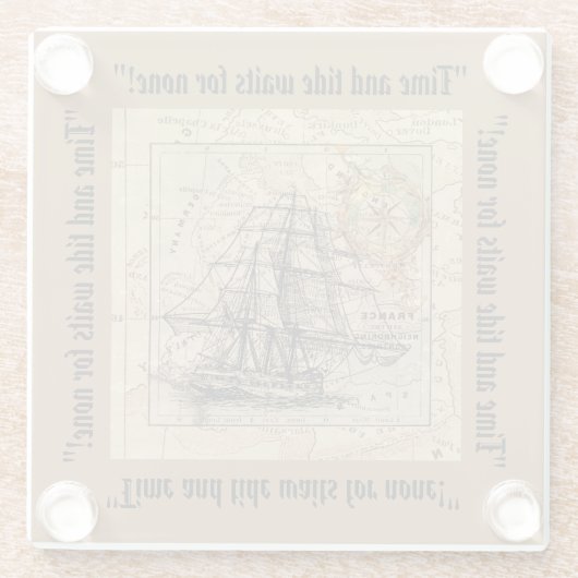 タイムアンドタイドブラックヒゲ引用文飲み物用コースター ガラスコースター (裏面)