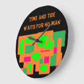 タイムアンドタイドロゴピーチライムピンパターン（の模様が）あるク ラージ壁時計 (傾斜)