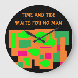 タイムアンドタイドロゴピーチライムピンパターン（の模様が）あるク ラージ壁時計