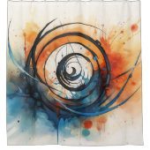 タイムインクと水色のワームホール シャワーカーテン (正面)