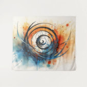 タイムインクと水色のワームホール タペストリー (正面(横))