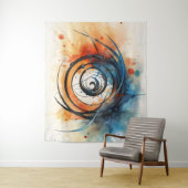 タイムインクと水色のワームホール タペストリー (インサイチュ)