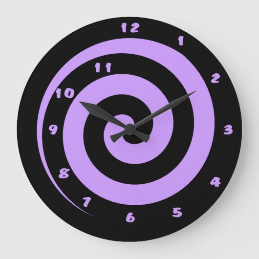 タイムウインドダウン紫と黒の渦巻き壁時計 ラージ壁時計 (正面)