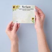 タイムカプセルアドバイスひまわり花ブライダルシャワーカード チラシ (手)