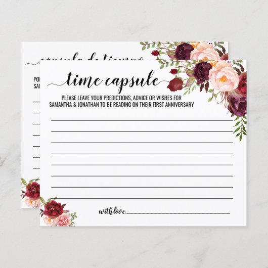 タイムカプセルアドバイスカップルは英語をシャワースペインの (正面/裏面)