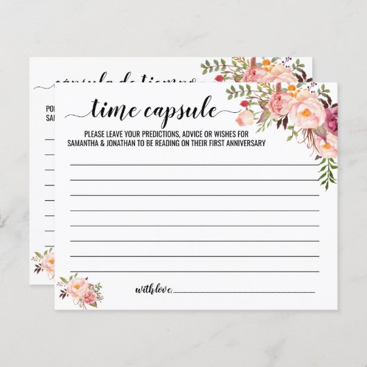 タイムカプセルアドバイスカップルは英語をシャワースペインの (正面/裏面)