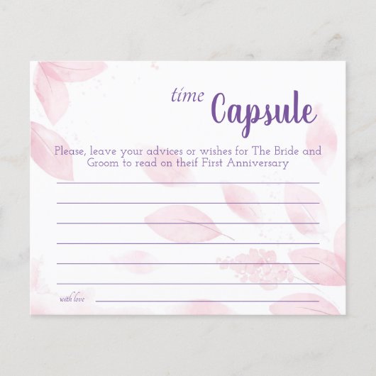 タイムカプセルアドバイスカップルブライダルシャワーカード チラシ (正面)