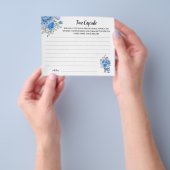 タイムカプセルアドバイスブルーフラワーズブライダルシャワーカード チラシ (手)