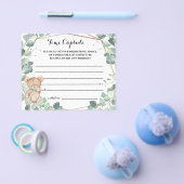 タイムカプセルアドバイスベビーシャワーベア緑のカード チラシ (シングル)