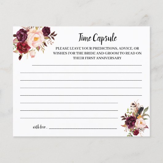 タイムカプセルアドバイスマルサラブライダルシャワーカード チラシ (正面)