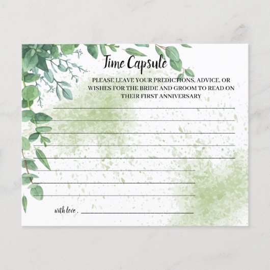 タイムカプセルアドバイスユーカリブライダルシャワーカード チラシ (正面)
