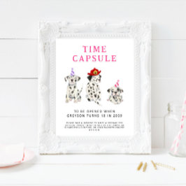 タイムカプセルサイン消防ファイターピンク誕生日パーティー ポスター