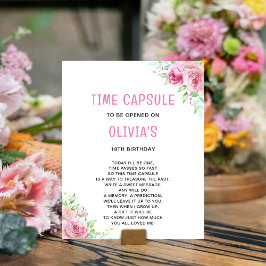 タイムカプセルピーターうさぎ |ピンク1歳の誕生日 ポスター