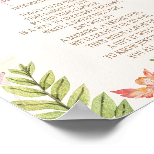 タイムカプセルフェアリー魅惑の森1歳の誕生日 ポスター (角)