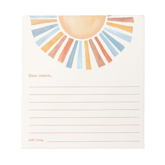 タイムカプセルボーホサンシャインサンイエローブルー ノートパッド (正面)