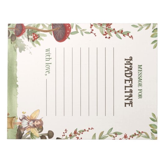 タイムカプセルメッセージフェアリー最初のフォレスト誕生日 ノートパッド (正面)