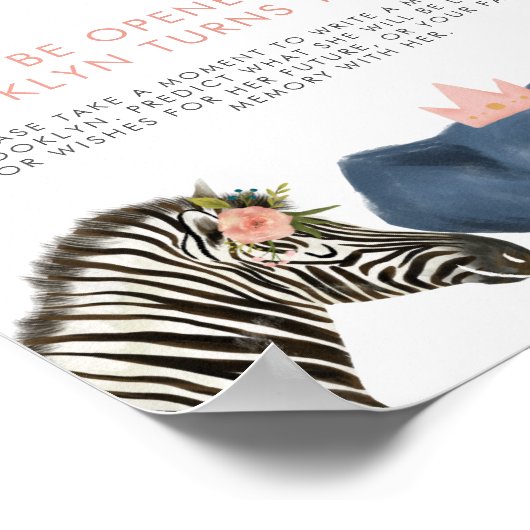 タイムカプセル記号 |ピンクサファリ誕生日パーティー ポスター (角)