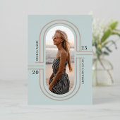 タイムカプセル |ホイルモダンの卒業発表 箔招待状 (立ち正面)