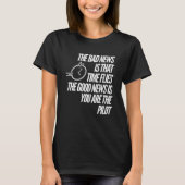 タイムクロックやる気を起こさせるグラフィックパイロットウォッチ Tシャツ (正面)