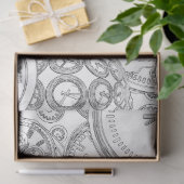 タイムクロック白黒デコページティッシュペーパー 薄葉紙 (ギフト)