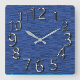 タイムシルバー・レトロ・ブルーの光 スクエア壁時計