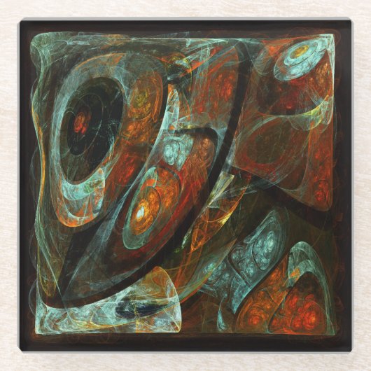 タイムスプリット抽象芸術アート ガラスコースター (正面)