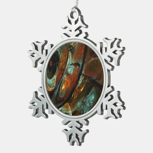 タイムスプリット抽象芸術アート スノーフレークピューターオーナメント (右)