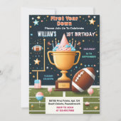 タイムスポーツキッズボーイズチケットサッカー1st誕生日 招待状 (正面)