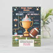 タイムスポーツキッズボーイズチケットサッカー1st誕生日 招待状 (スタンド正面)