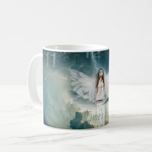 タイムズアップムーブメントウーマンサポートエンジェルウィングスクロック コーヒーマグカップ (正面左)