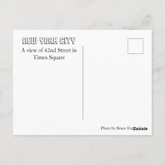 タイムズスクエアと42通り ポストカード (裏面)