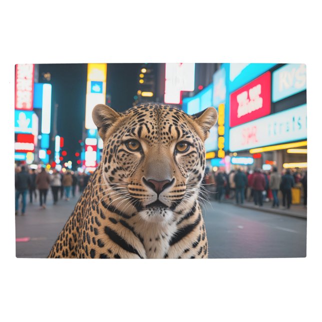 タイムズスクエアにヒョウ メタルプリント (正面)