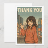 タイムズスクエアのアニメ少女 サンクスカード サンキューカード (正面/裏面)