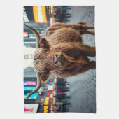 タイムズスクエアのハイランド牛 キッチンタオル (縦)