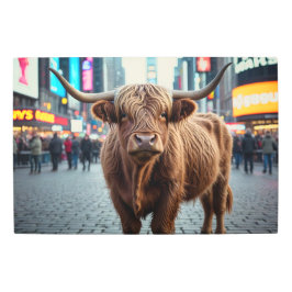 タイムズスクエアのハイランド牛 メタルプリント