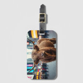 タイムズスクエアのハイランド牛 ラゲッジタグ (正面縦)