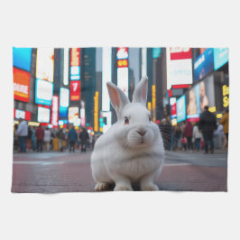 タイムズスクエアの白うさぎ キッチンタオル