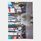 タイムズスクエアの白うさぎ キッチンタオル (縦)