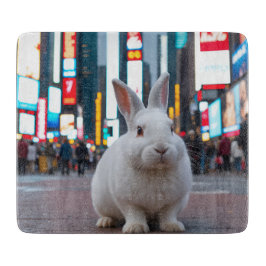 タイムズスクエアの白ウサギ カッティングボード