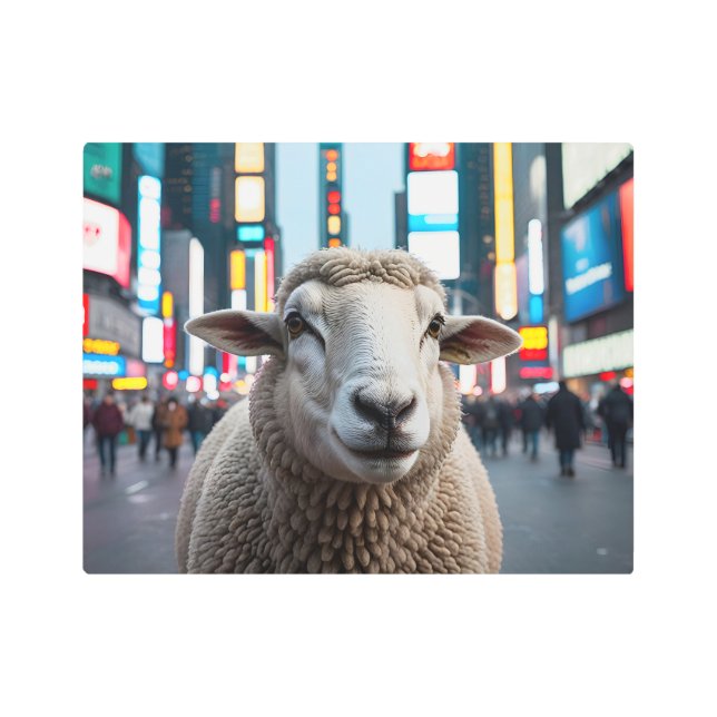 タイムズスクエアの羊 メタルプリント (正面)