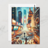 タイムズスクエアウィンターカード。クリスマス ポストカード (正面/裏面)