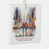 タイムズスクエアニューヨークウォーターカラートラベルアート セラミックオーナメント (右)