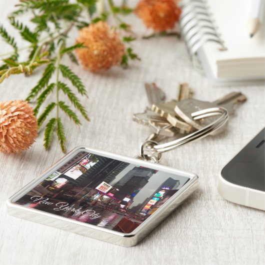 タイムズスクエアニューヨークシティNYCネオンシンボルや象徴写真 キーホルダー (側面)