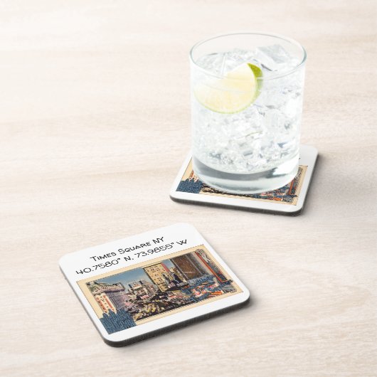 タイムズスクエアNYマップ座標ヴィンテージスタイル コースター (右側)